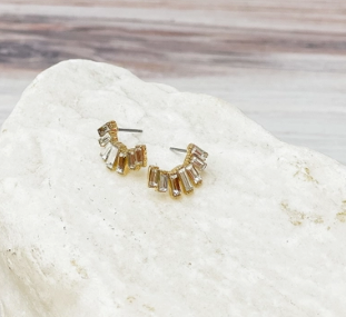 Prep Obsessed | Gold Baguette Ear Crawler Studs