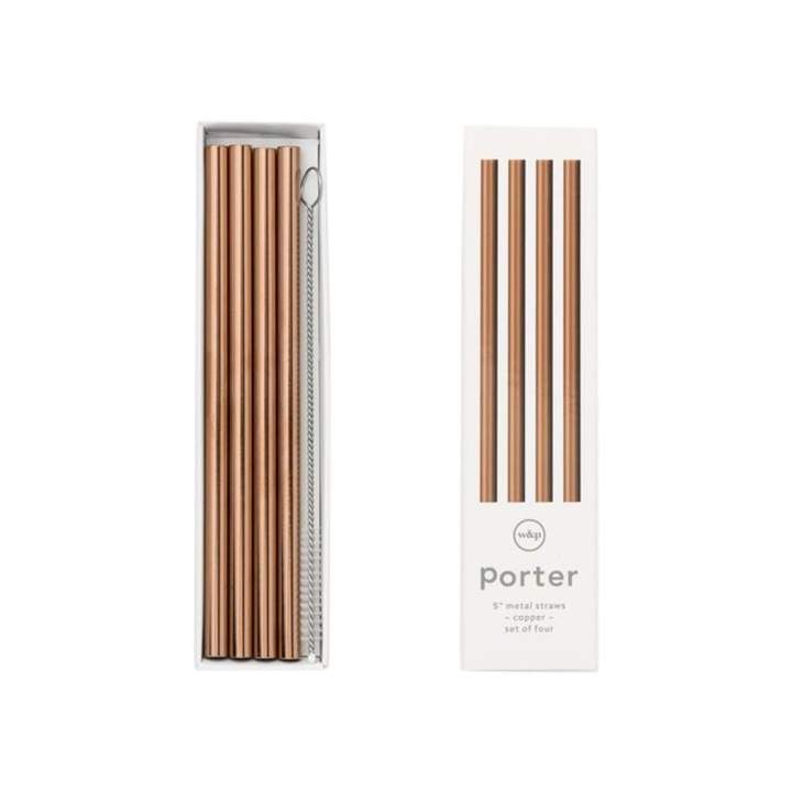 Porter 5 Inch Metal Straws Set of 4