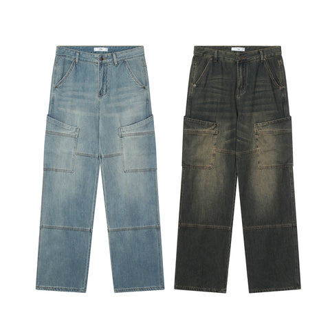 Baggy Boro Patchwork Retro Jeans #K8929