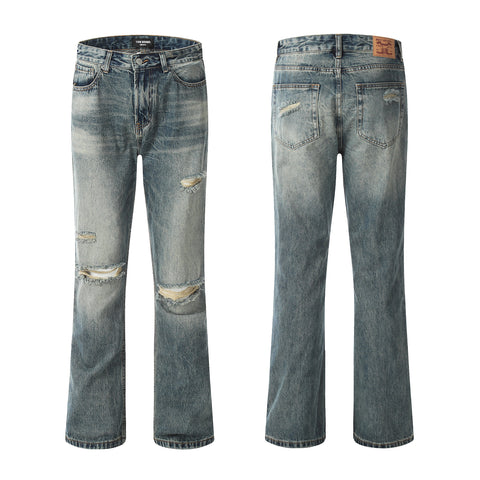 Distressed Slim Fit Ripped Jeans #K9008