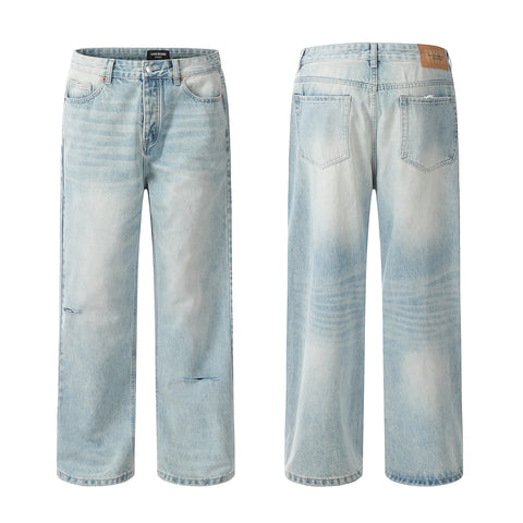 Relaxed-fit Acid-washed Jeans #K8990