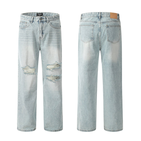 Distressed Wide Leg Ripped Jeans #K9029