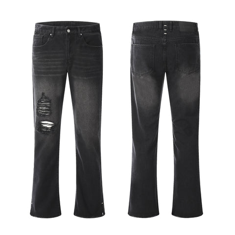 Washed Vintage Patched Ripped Jeans #K3175