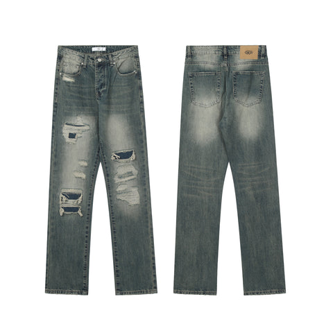 11KN WASHED HIGH WAISTED RIPPED JEASN #K3119