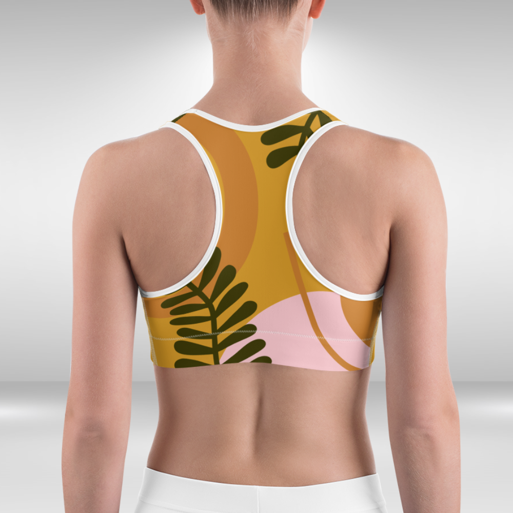 Women Sports Bra - Botanical Abstract Print