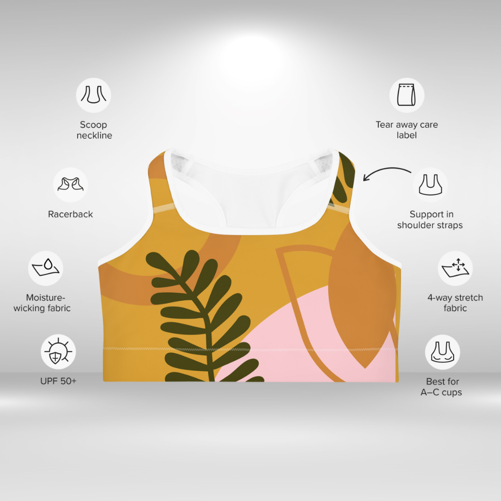 Women Sports Bra - Botanical Abstract Print