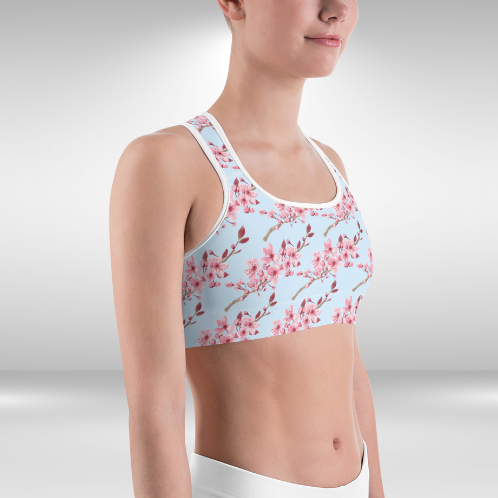 Women Sports Bra - Cherry Blossom Print