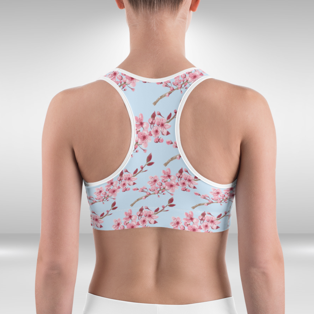 Women Sports Bra - Cherry Blossom Print