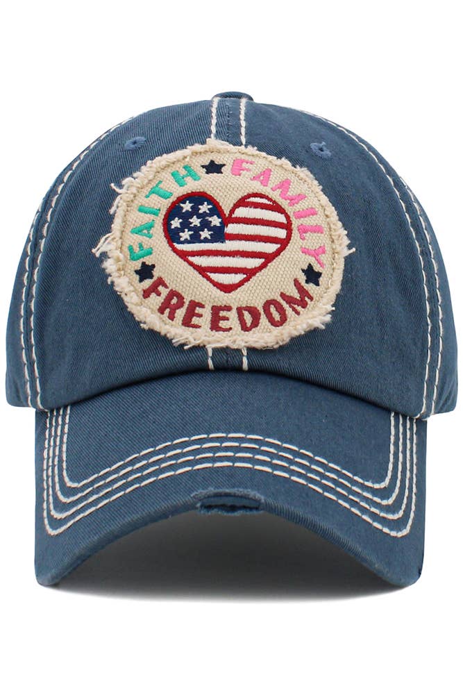  Faith Family Freedom Washed Vintage Ballcap 