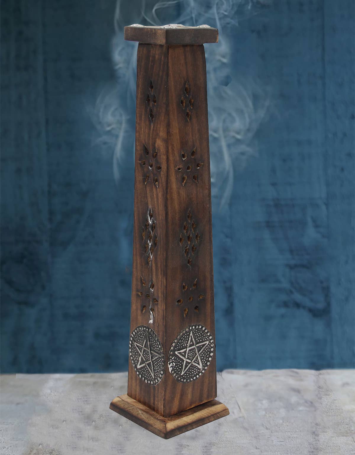  Wooden Artisan Tower Table Top Incense Stick Holder Burner 