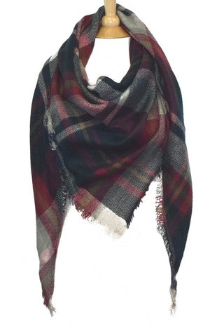  Plaid Triangle Scarf 