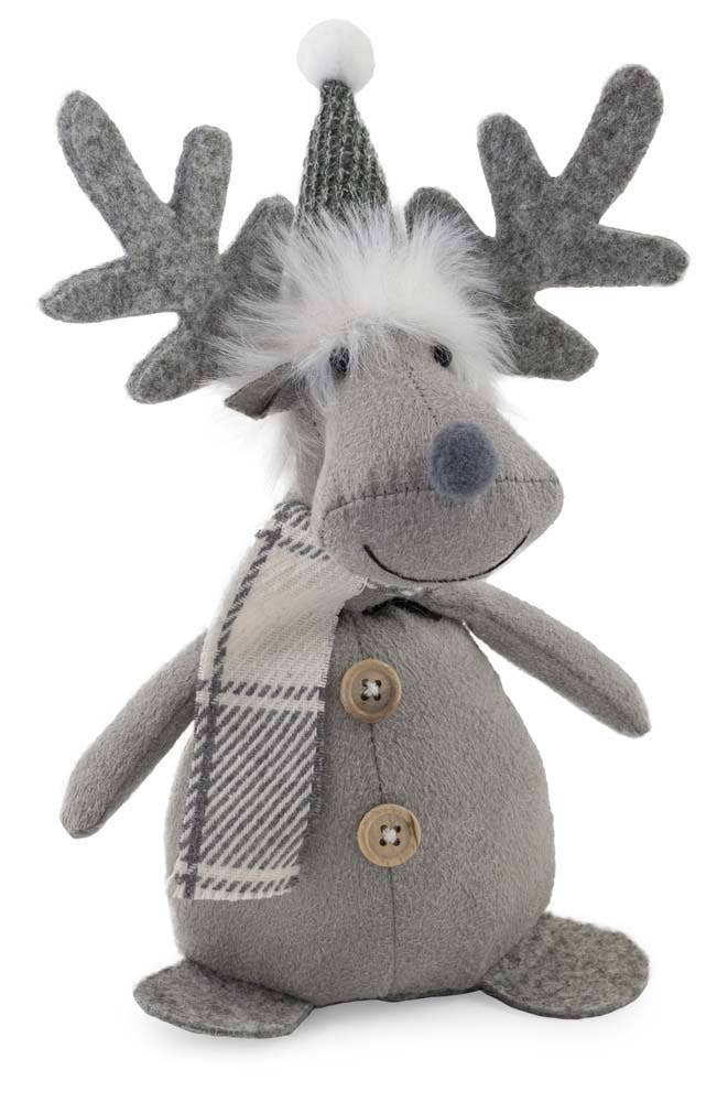  Roy Christmas Mini Grey Moose Plaid Scarf 