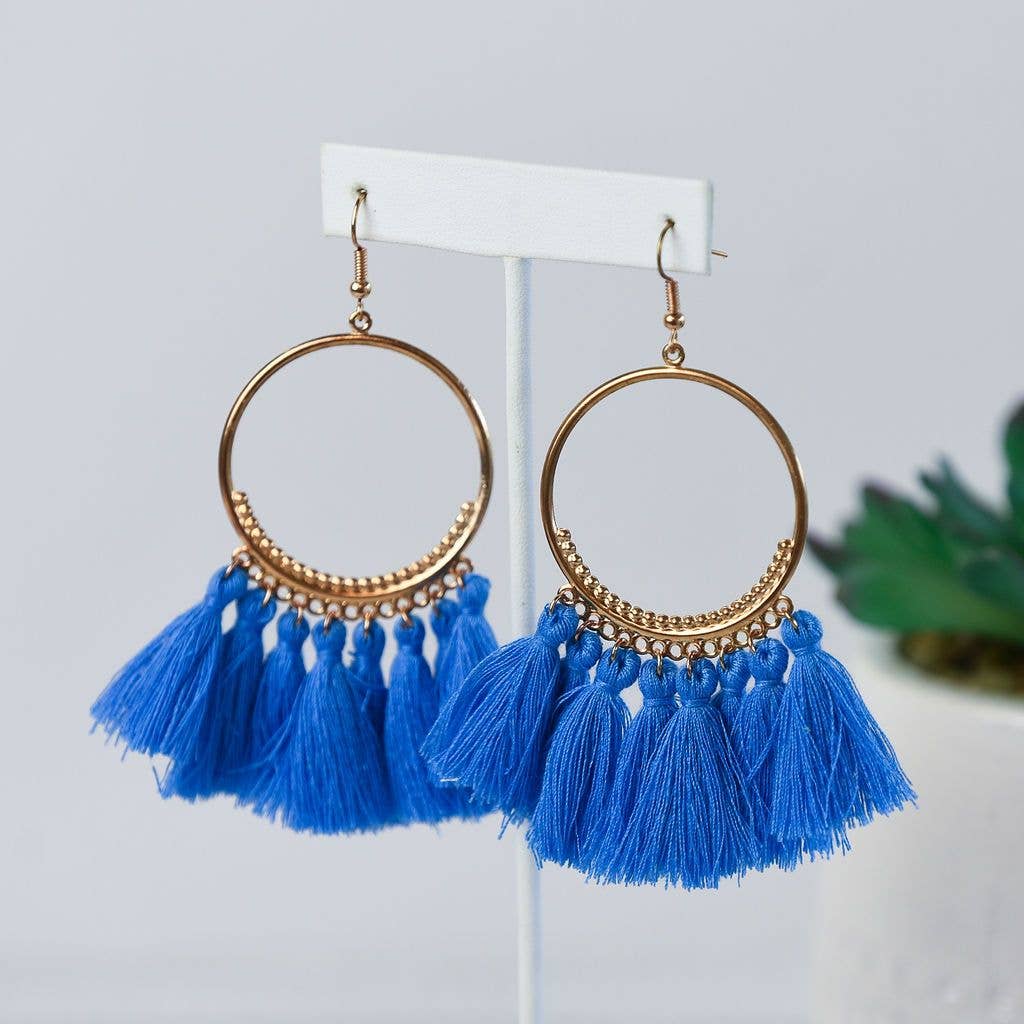  Christine Hoop Earrings with Tassels 