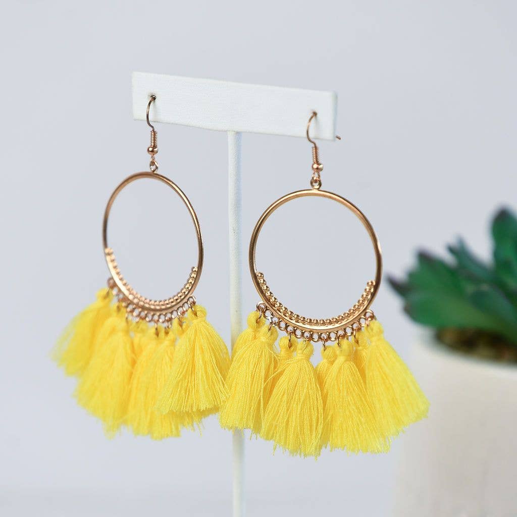  Christine Hoop Earrings with Tassels 