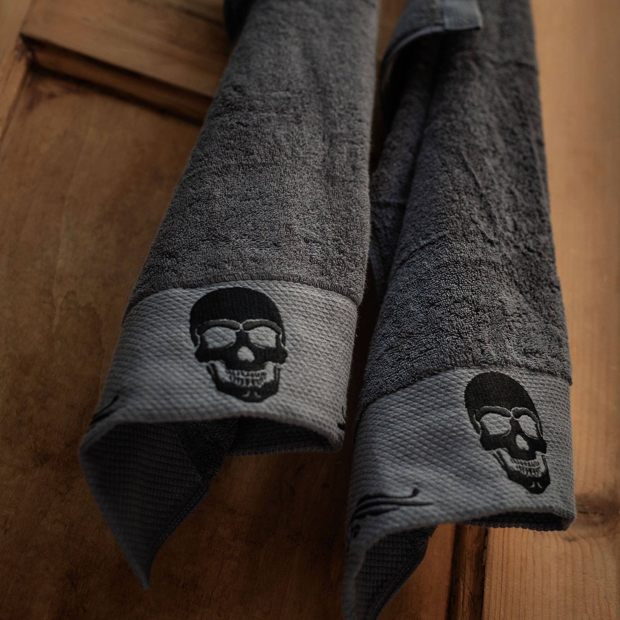  Skullistic Gothic Skull Embroidery Hand Towel Set 