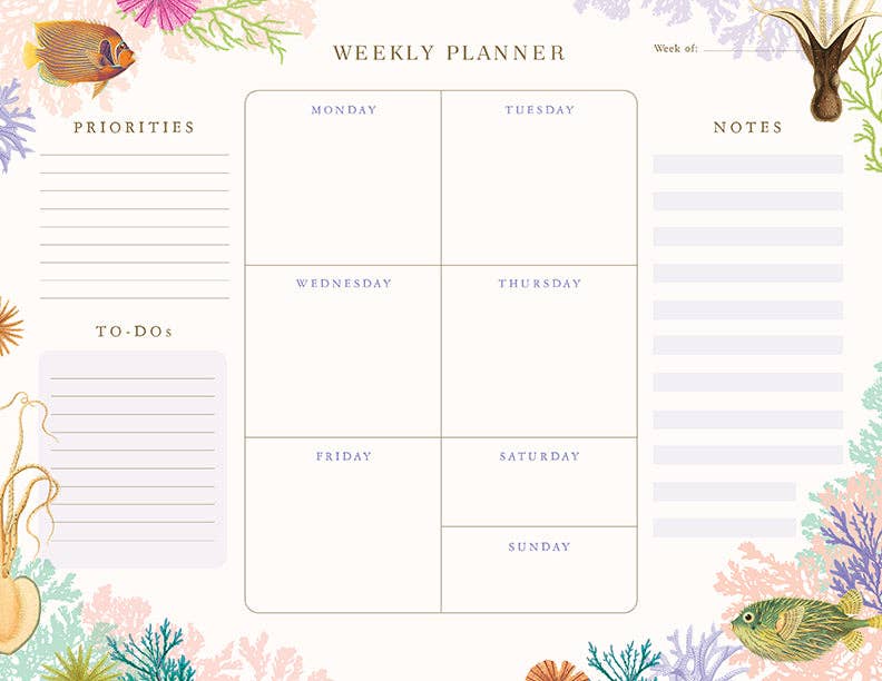  Art of Nature: Under the Sea Weekly Planner Notepad 