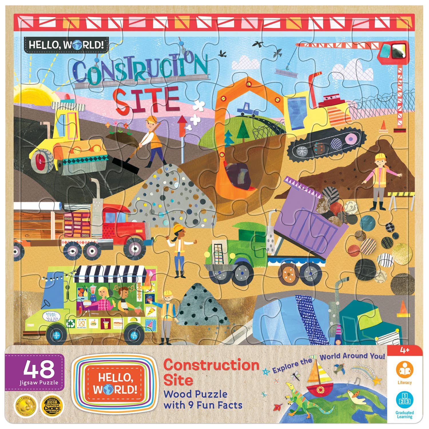  Hello, World! - Construction Site 48 Piece Wood Puzzle 