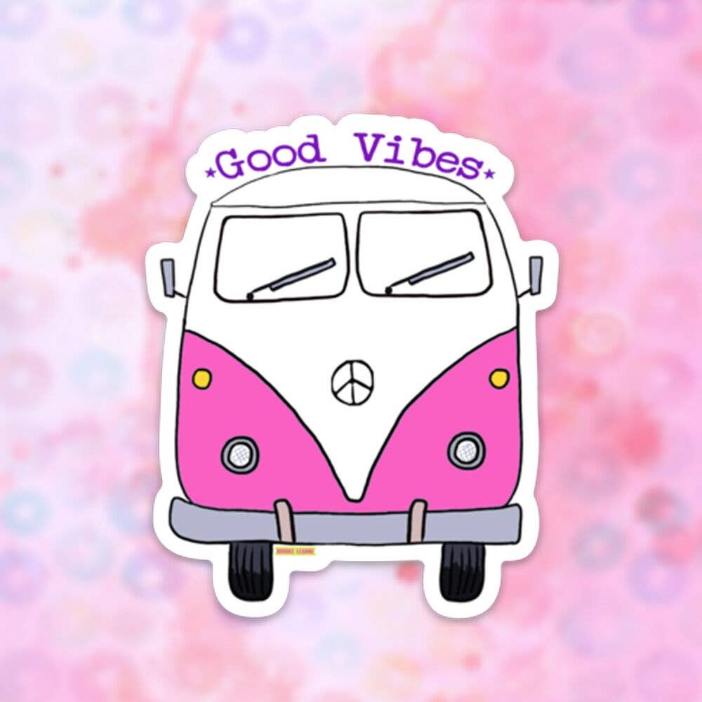  Good Vibe Bus Pink Vinyl Sticker 