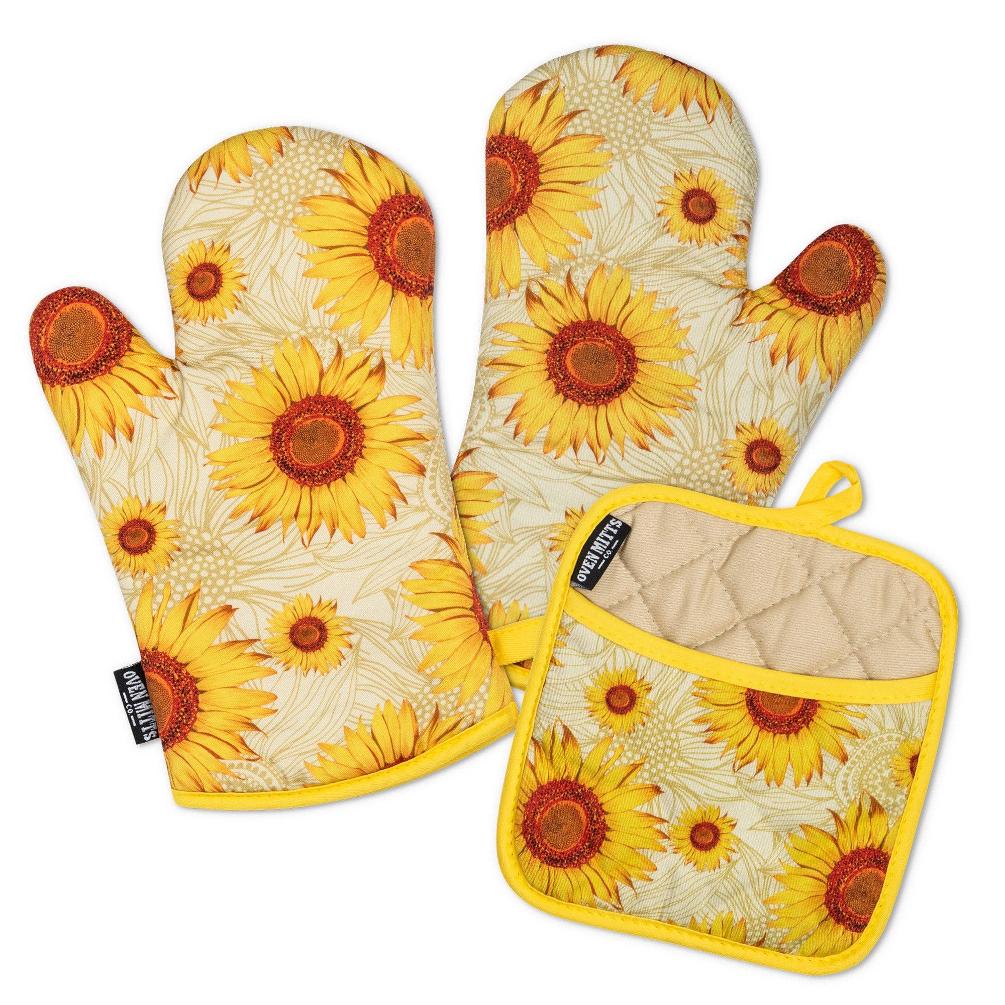  Summer Sunflowers Oven Mitts And Potholder Set 