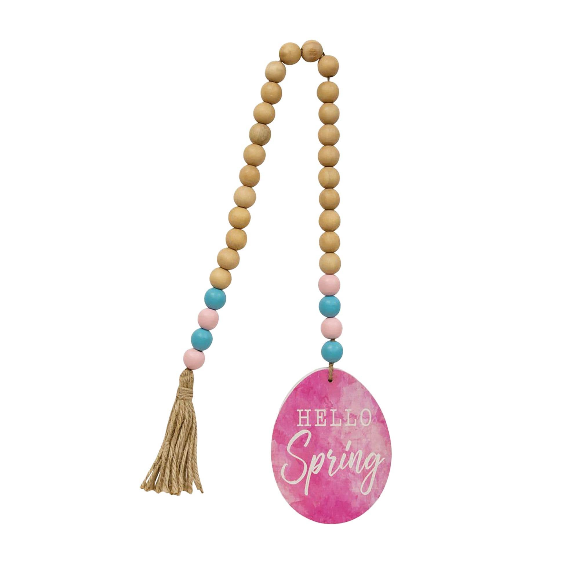  Hello Spring Wooden Bead Garland w/Easter Egg 