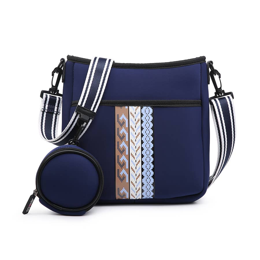  Dru Printed/Striped Neoprene Crossbody 