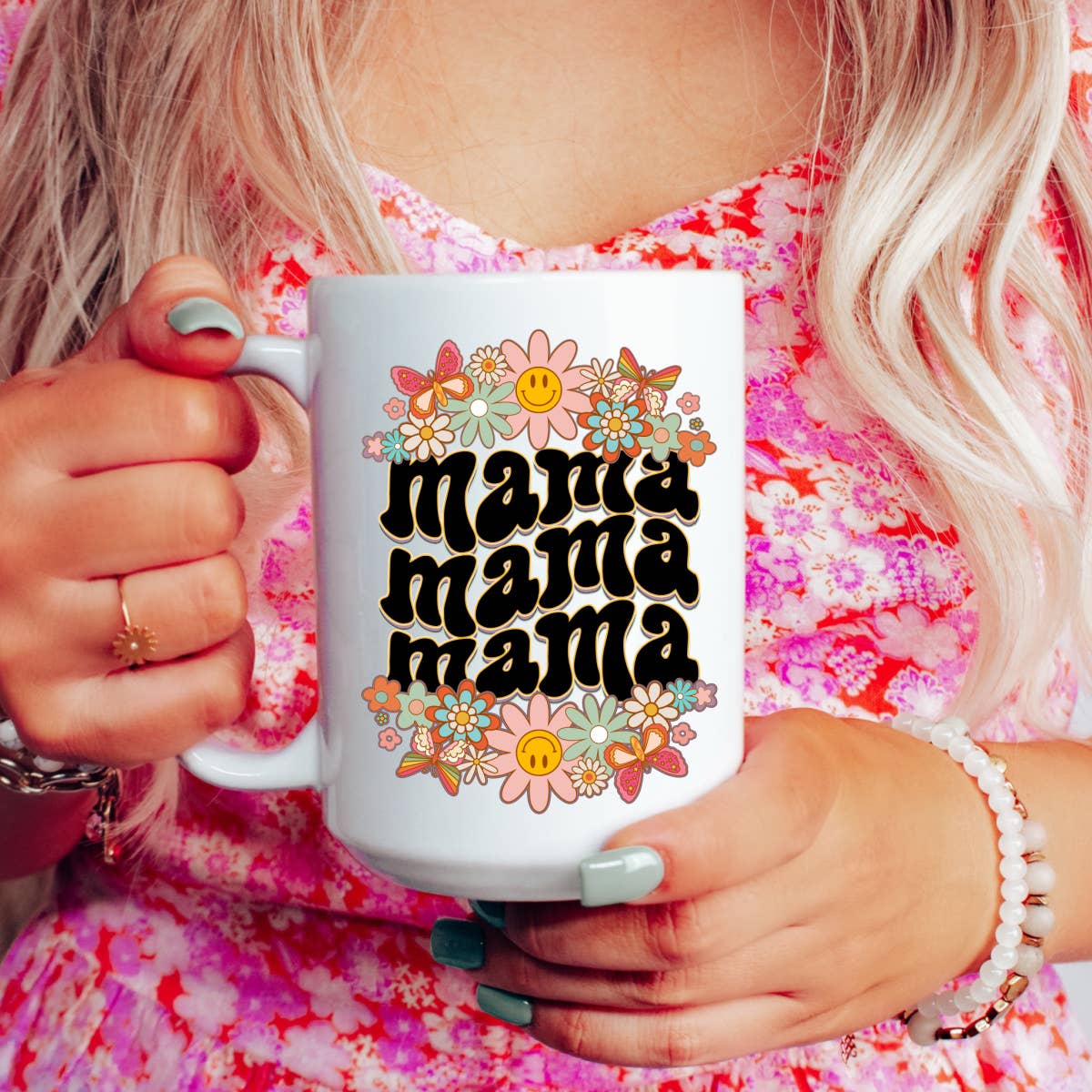  Floral Retro Mama Mug 