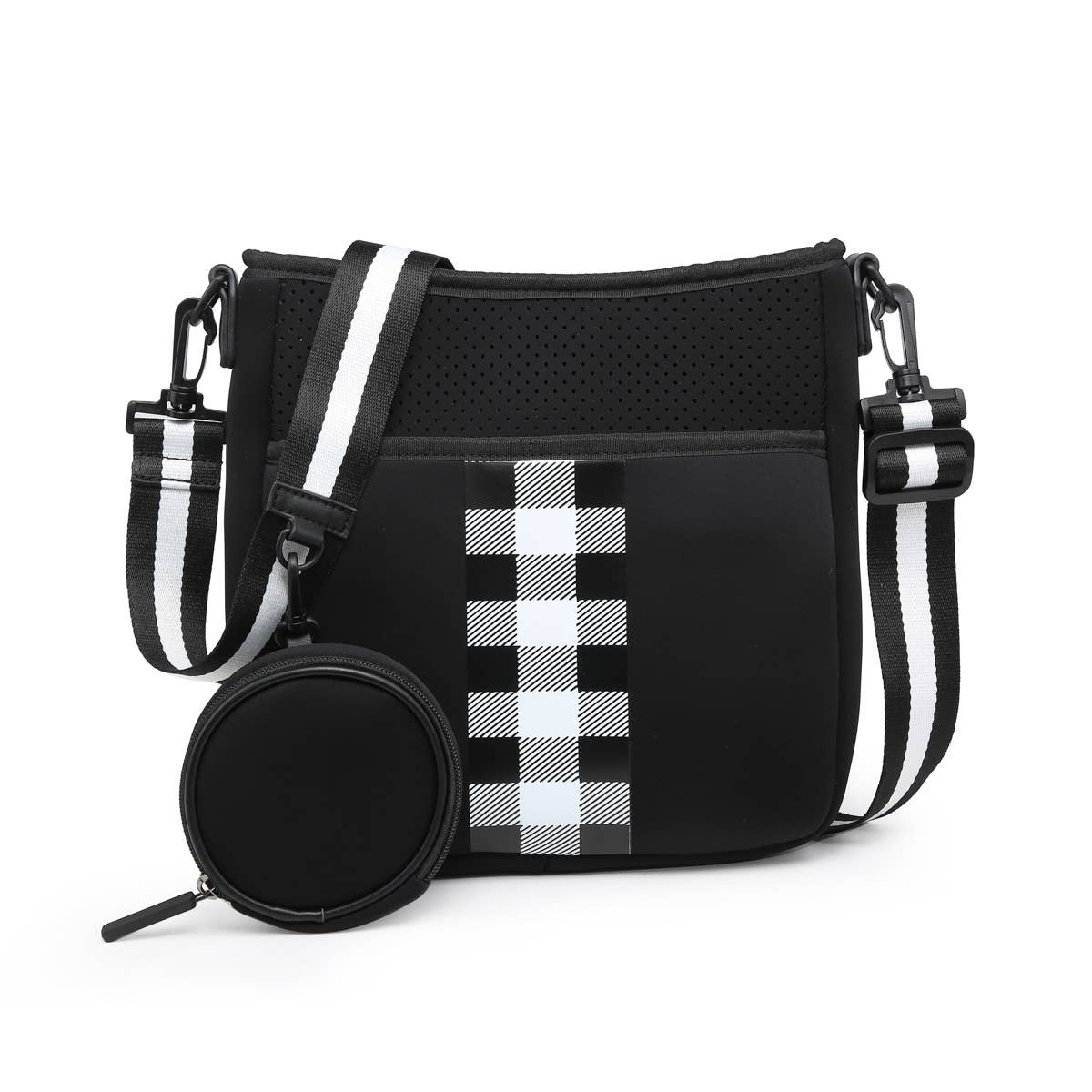  Dru Printed/Striped Neoprene Crossbody 