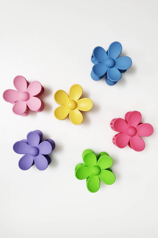  Matte Color Flower Shape Hair Claw Clip 