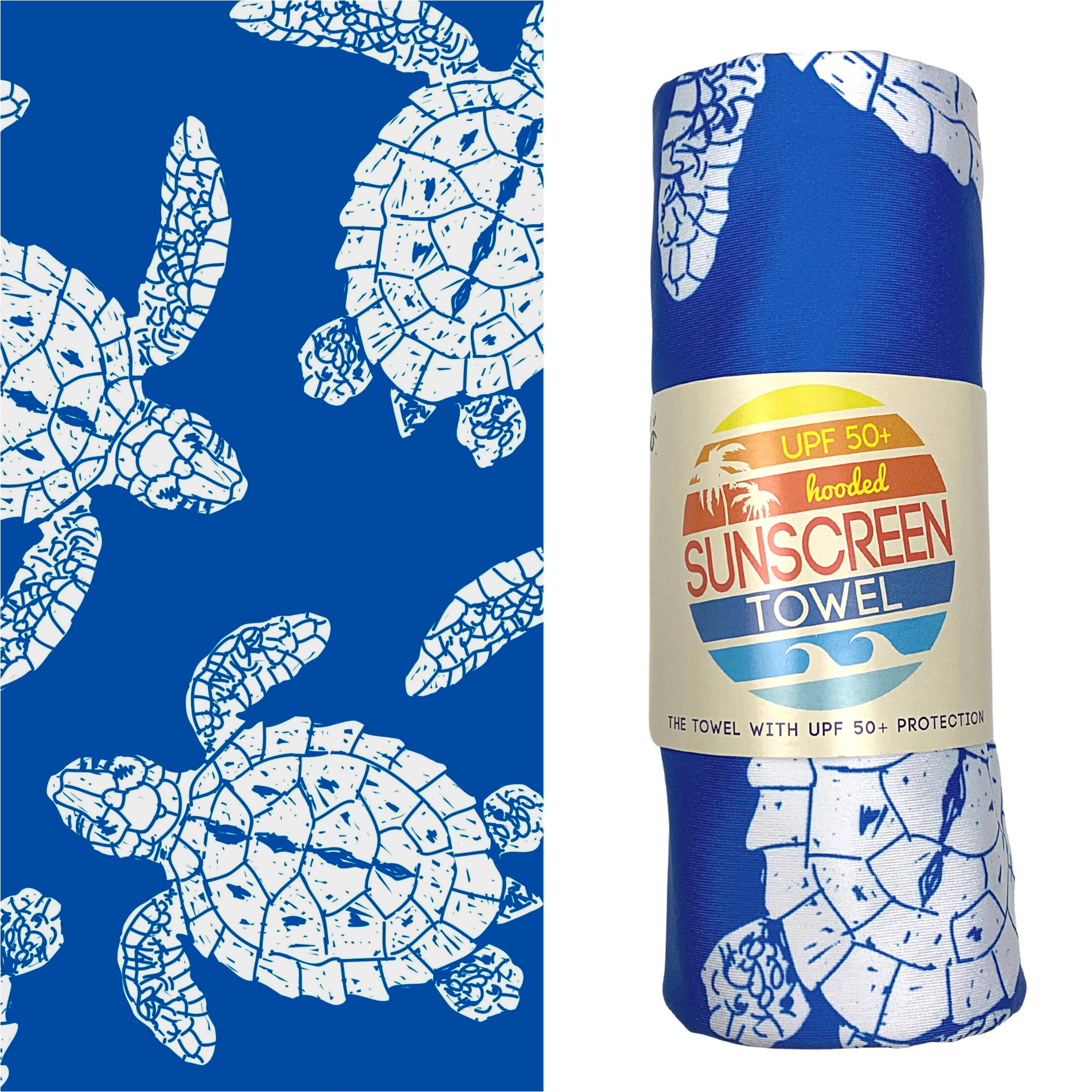  Kids Hooded UPF 50+ Sunscreen Towel (Sea Turtles) 