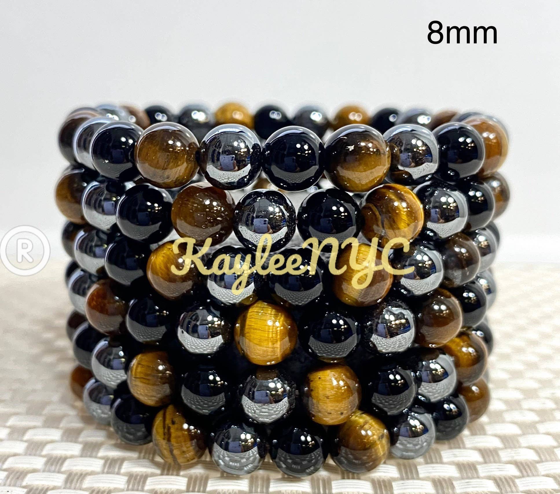  Tiger Eye Hematite Black Onyx Crystal Bracelet 