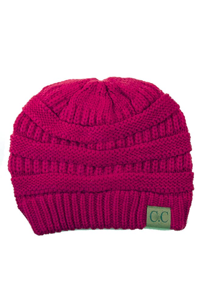  C.C Ribbed Kit Solid Color Beanie: Hot Pink 