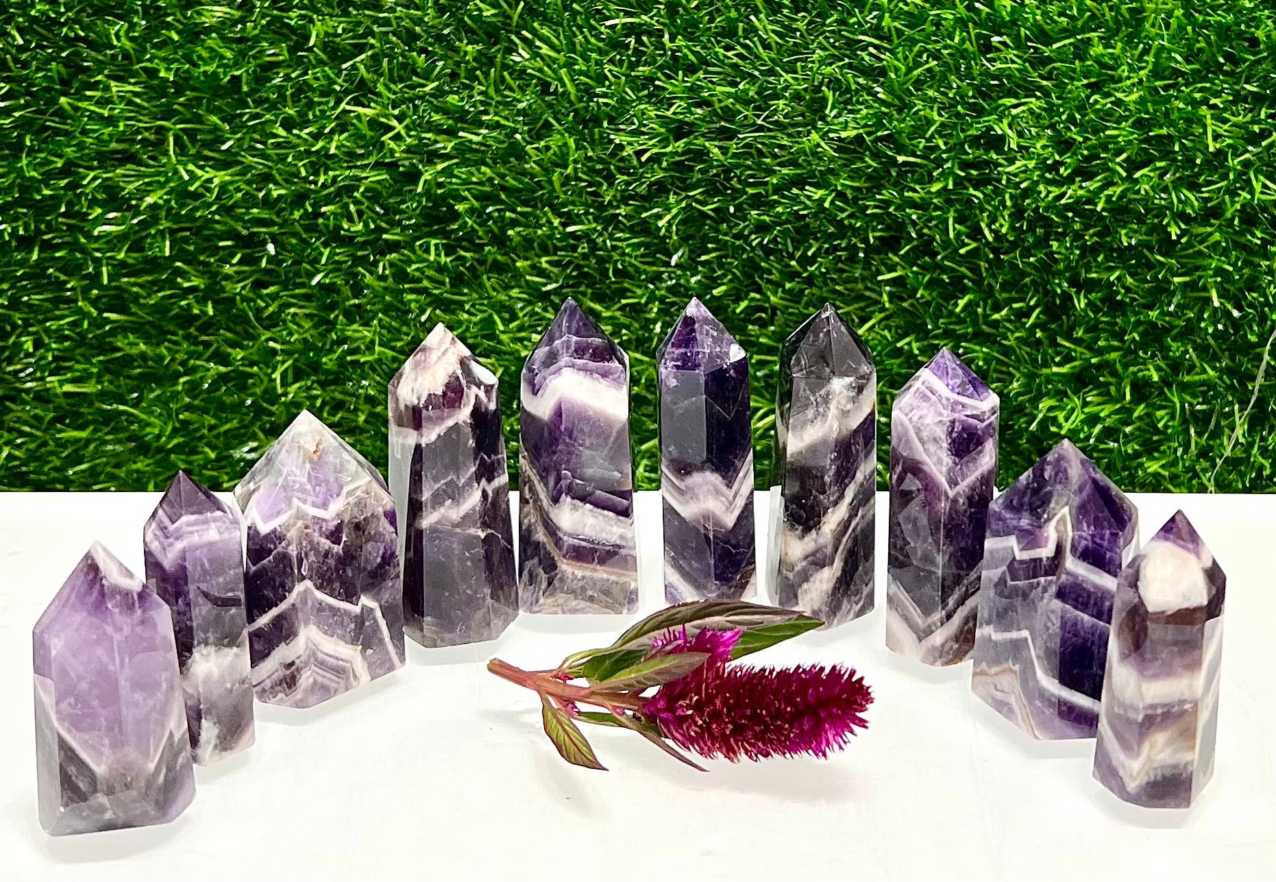  Dream Chevron Amethyst Obelisk Point Crystal 