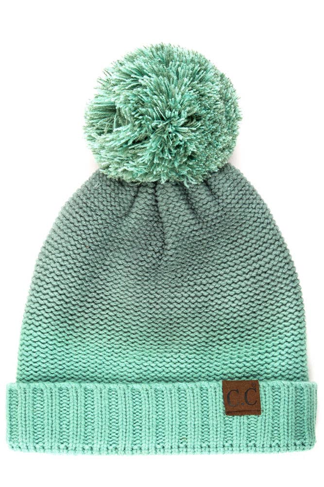  C.C Gradation Fuzzy Lining Beanie With Pom 