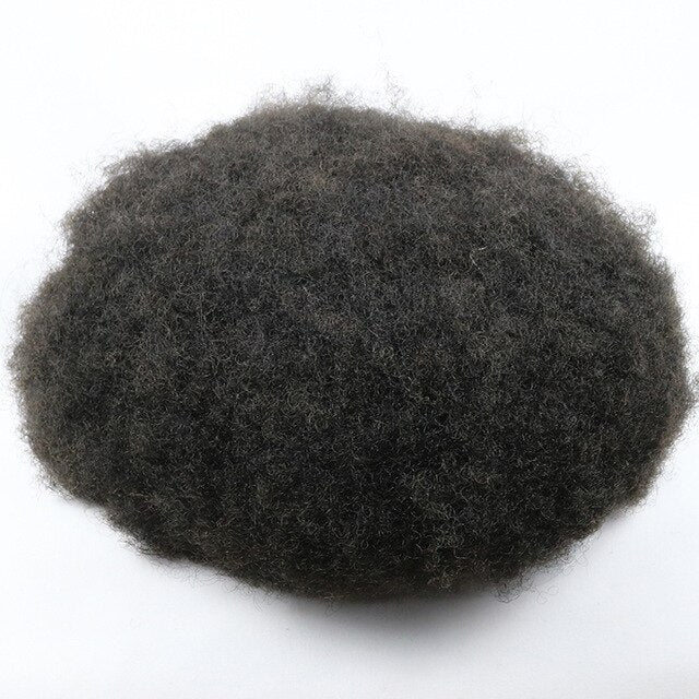 100% Curly Human Hair Thin Skin Base Toupee 6MM