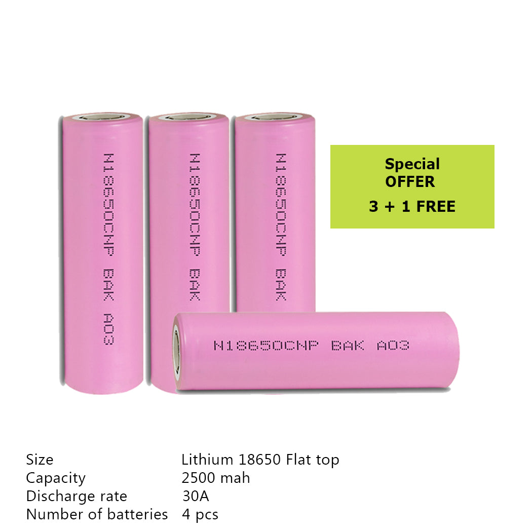 BAK 18650CNP 2500mah - 30A (3+1 Free)