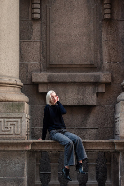 merino wool mock neck sweater womens slow fashion