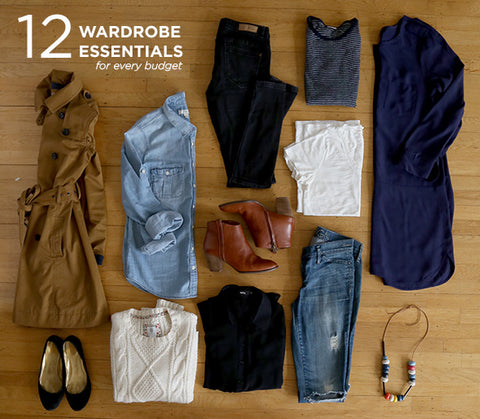 wardrobe essential t shirt jeans blazer jacket cardigan sneakers trench coat sweater boots