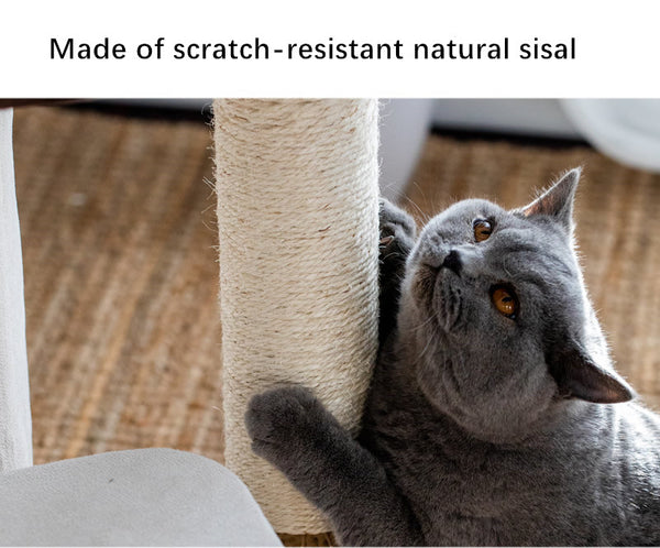 Rattan Cat Tower Cat Scratching Tree for Multiple Cats