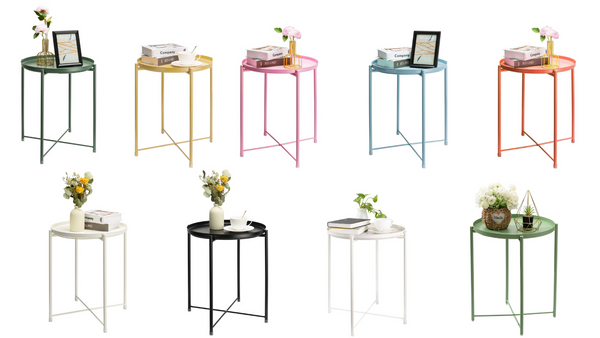 danpinera single tier small round metal end tables with removable tray
