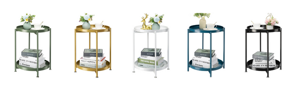 2-tiers small round metal end tables