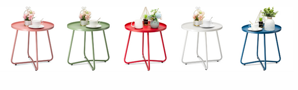 Danpinera Small Round Metal Outdoor End Tables