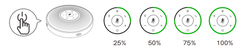 turns green to indicate the battery level