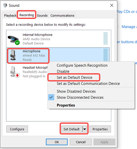 Set M2 Max as the default microphone