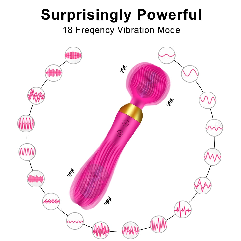 18 Speeds Powerful AV Magic Wand Vibrator Sex Toys for Women G Spot Clitoris Stimulator Dildo Dual Motors Toys