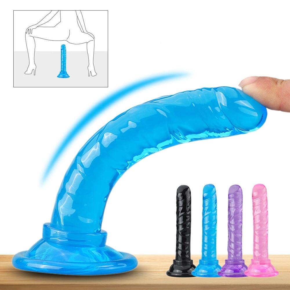 Realistic Dildo Anal Masturbator Sex Toys for Couples Crystal Jelly Dildo Suction Cup Penis Thrusting Dildo for Women