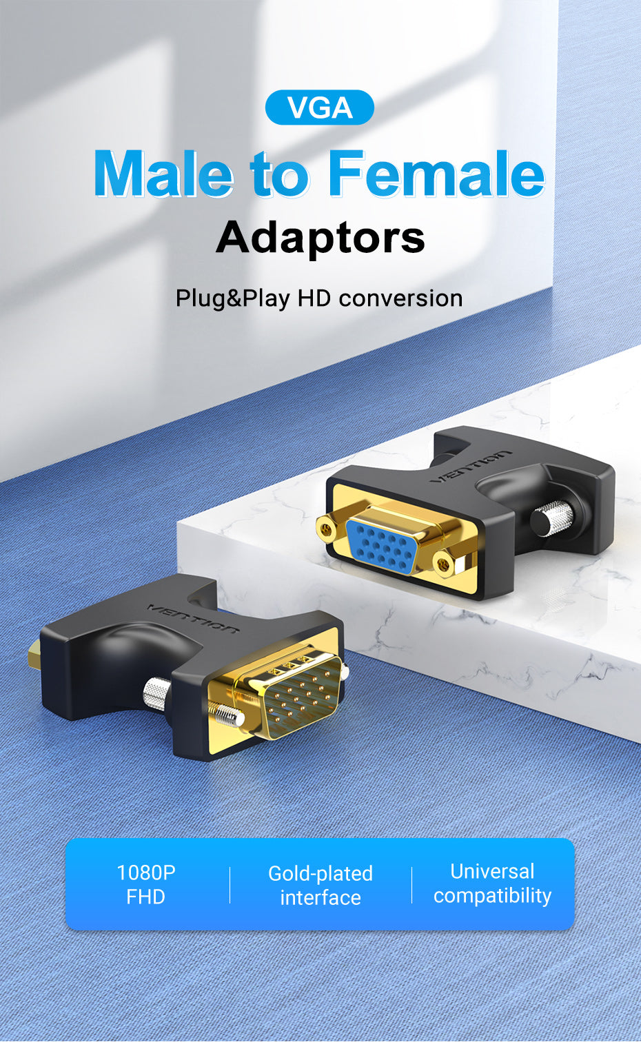 VGA Male to Female Adapter for TV Monitor computer Laptop