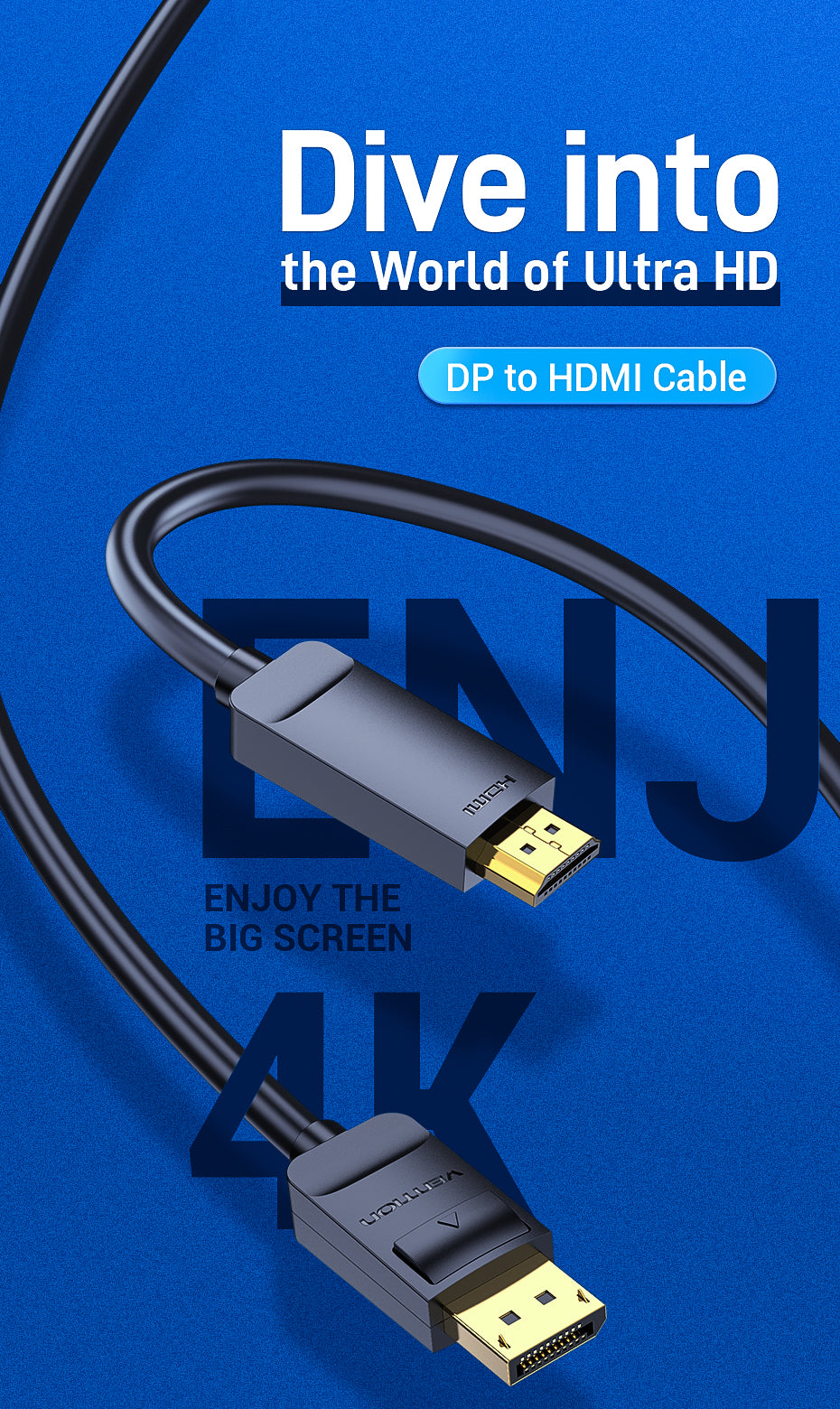 Cable Adaptador Premium Display Port Dp A Hdmi 1,5m Vention