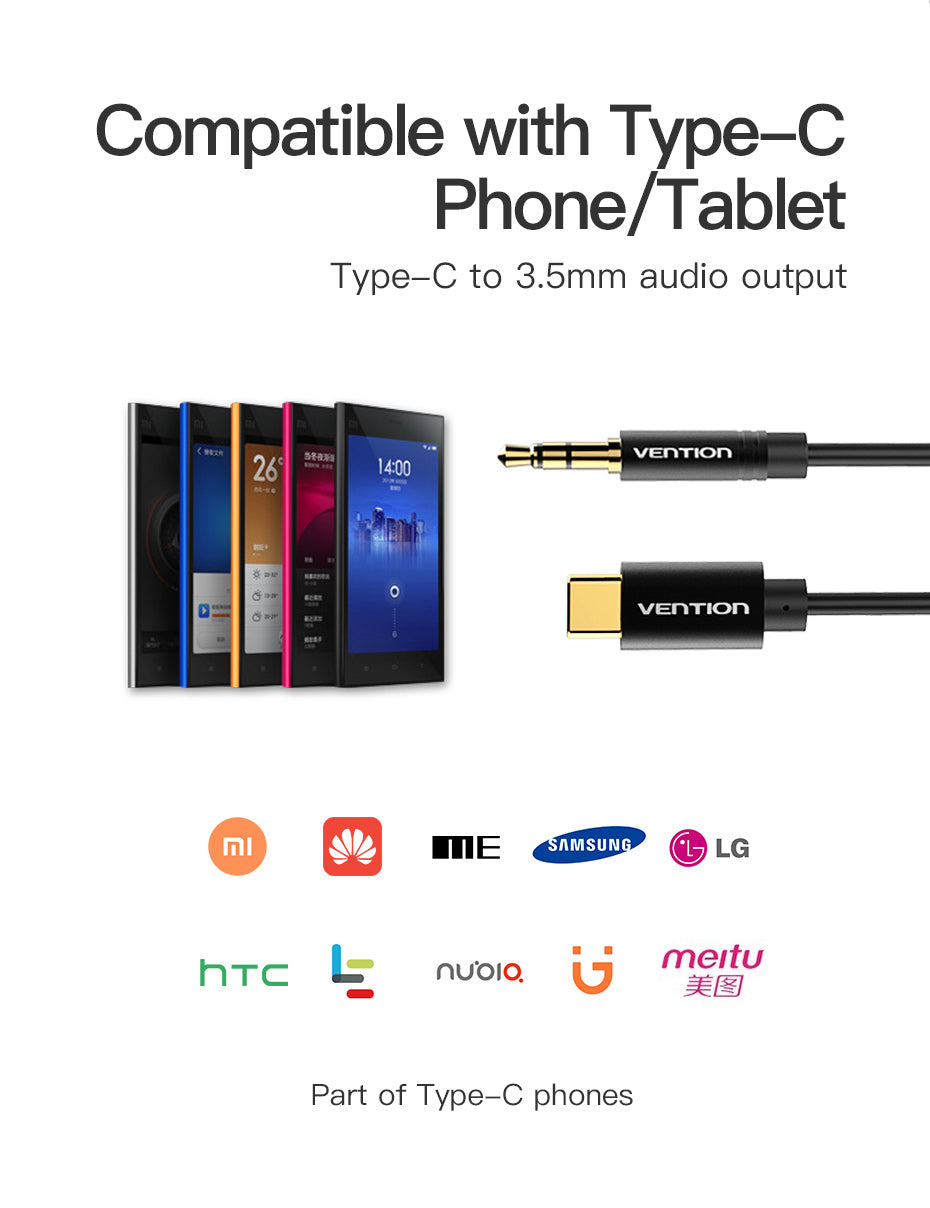 Type-C to 3.5mm Male Spring Audio Cable phone