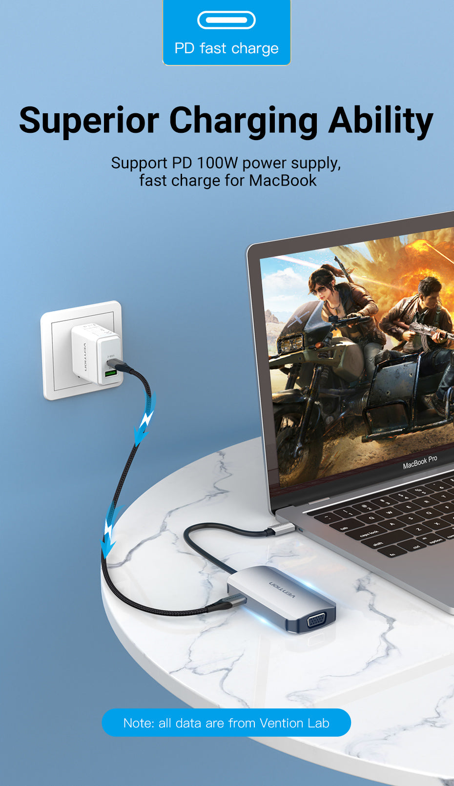 Vention USB C Multi-function 4 in 1 Docking Station USB-C to HDMI/VGA/USB 3.0/PD Docking Station 0.15M Gray Aluminum Alloy Type (TOAHB)
