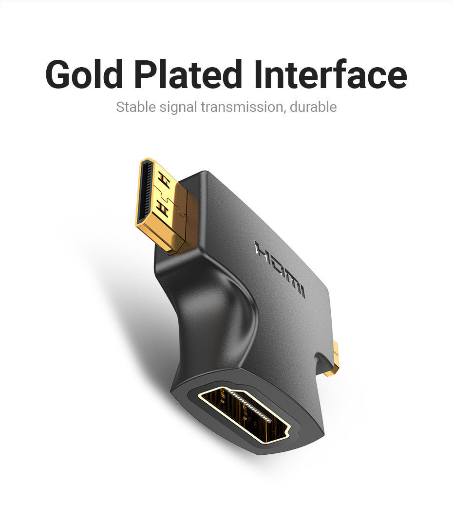 2 in 1 Mini HDMI and Micro HDMI Male to HDMI Female Adapter Black